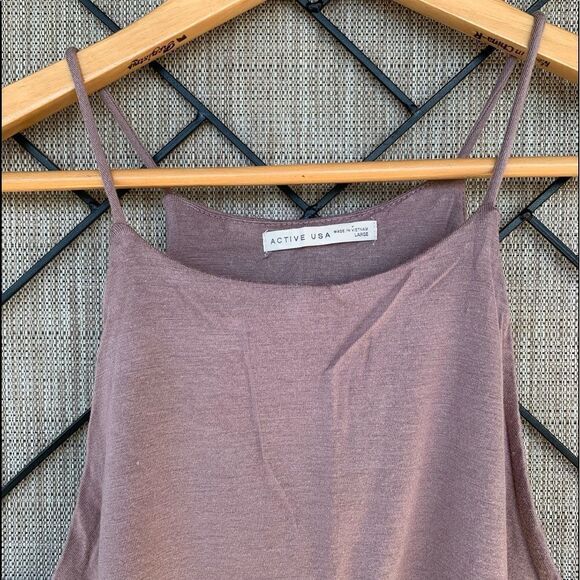 Active USA Brown Double Layered Belly Tank Large - Picture 2 of 2